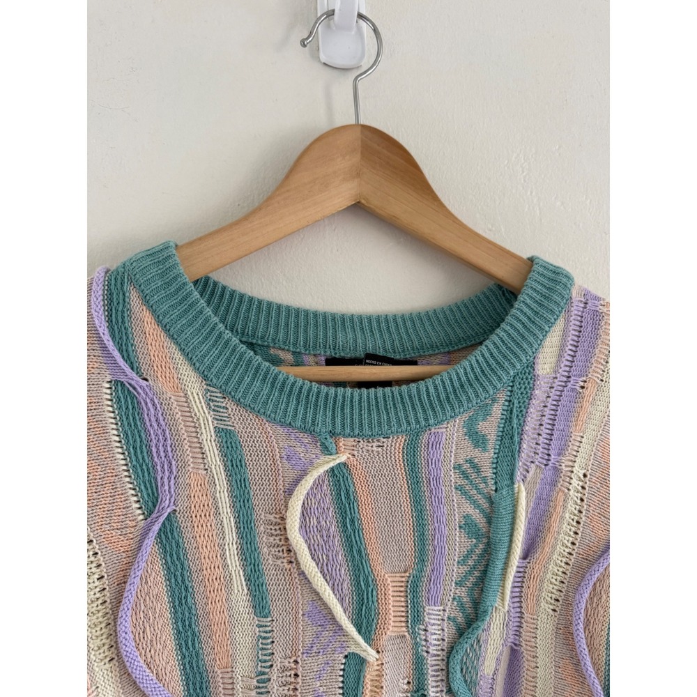 Womens 3D Textured Knit Cropped Sweater Pastel Multi Color Size Medium - Picture 6 of 6